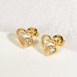 Gold color / 1 Pair Delicated Sweet Style Irregular Heart Shape Stainless Steel  Gold Color Inlay Rhinestone Women's Stud Earrings 